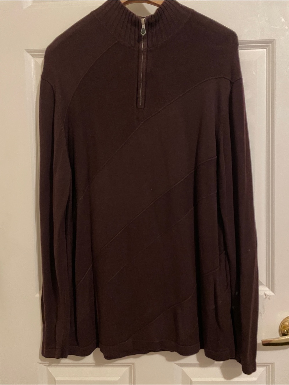 Perry Ellis Men's Dark Brown Zip Mock Neck Sweater